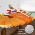 thumbnail image 3 of Fall Orange Pumpkins Round Tablecloth, Fitted Table Cover with Elastic for 55"-60" Round Tables, Thanksgiving Farmhouse Maple Leaf Table Cloth Outdoor Indoor Dinning Party Waterproof Tablecloths, 3 of 7
