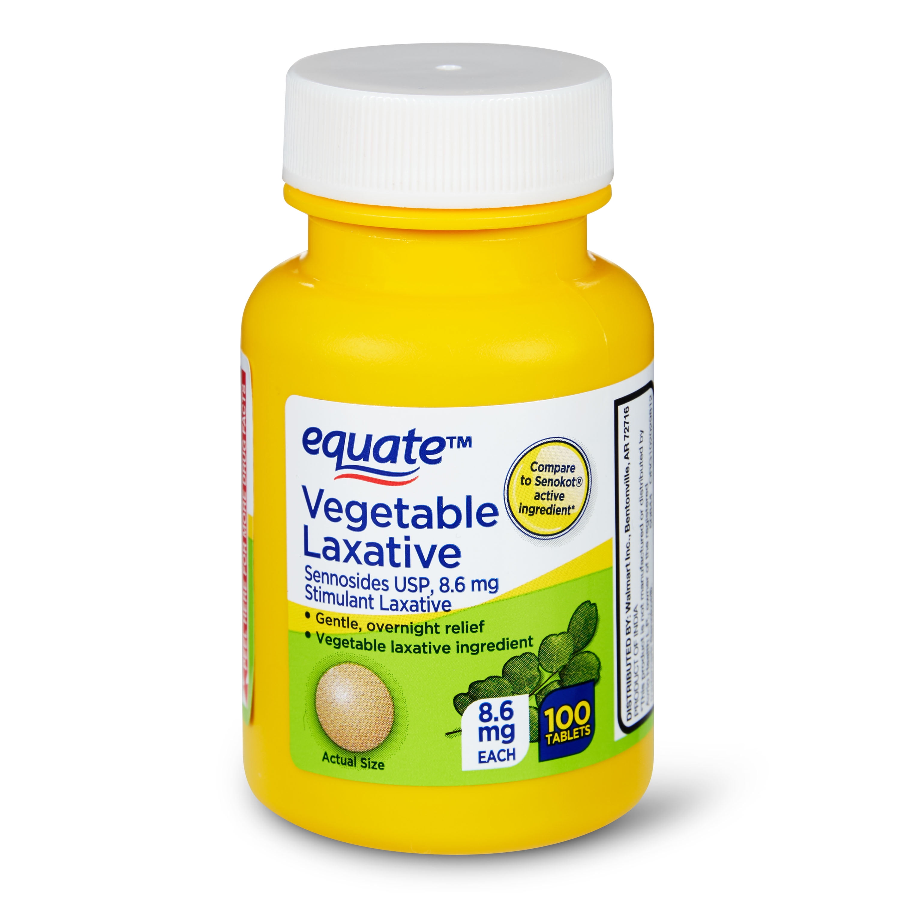 Equate Vegetable Laxative Sennosides USP Tablets, 8.6 mg, 100 Count