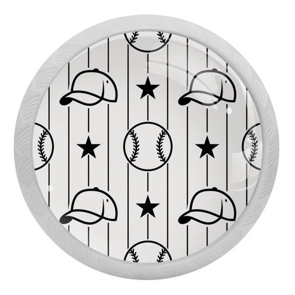 4PCS Round Baseball Sport Cabinet Fluorescence Knob Glowing in the Dark Furniture Drawer Pulls Handle with Screws