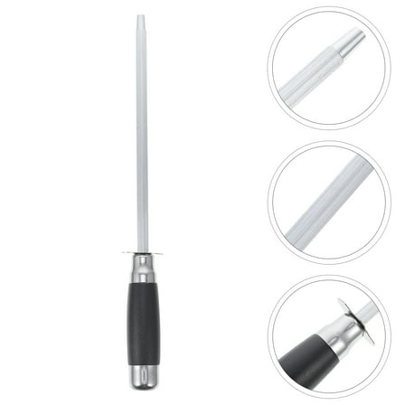 OUNONA Black Kitchen Honing Rod Multi-Functional Cutter Sharpener with Comfortable Grip