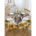 thumbnail image 5 of Farmhouses Round Tablecloth 60 inches Elephants And Sunflowers Vintage Brown Background Waterproof Oil-Proof Table Cloth Round Table Cover for Holiday Party Picnic Dinner Decor Indoor and Outdoor Use, 5 of 9