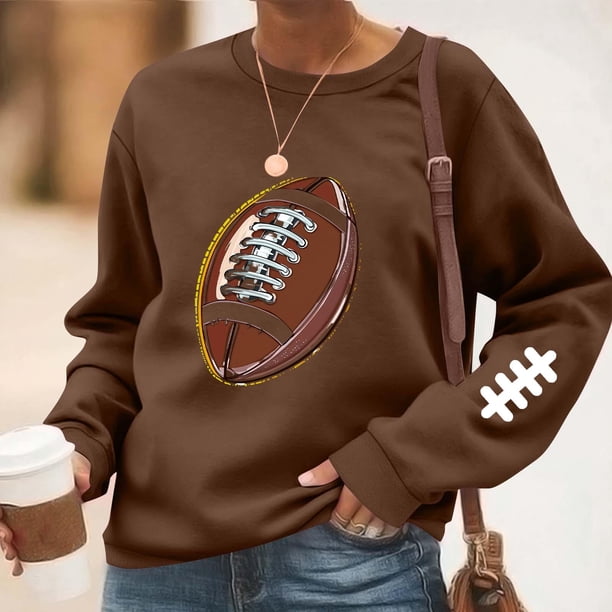 TaTaai Women Baseball Print Crew Neck Long Sleeve Drop Shoulder Top Hoodie Ladies Spring Autumn Daily Commute Street Wear Soft Comfortable No Fading Machine Washable Stylish Top Gift