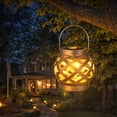 thumbnail image 3 of Outdoor Lanterns, Solar Wind Lanterns,Galvanized Wind Lanterns，Solar Woven Lantern,Stylish Outdoor Decor with Ambient Lighting for Patio, Garden & Yard 1PC, 3 of 9