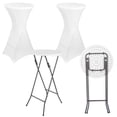 thumbnail image 5 of Porfeet 2 Set 24" High Top Cocktail Table, Folding Round Bar Height Table with Black Spandex Stretch Table Covers, Tall Bistro Table for Parties, Patio, Backyard, Dining, Wedding,White, 5 of 13