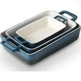 thumbnail image 5 of Bakeware Set, Ceramic Baking Dish, Rectangular Baking Pans Set, Casserole Dish for Cooking, Cake Dinner, Kitchen, 12 x 8.5 Inches, 3-Piece (Gradient Blue), 5 of 6