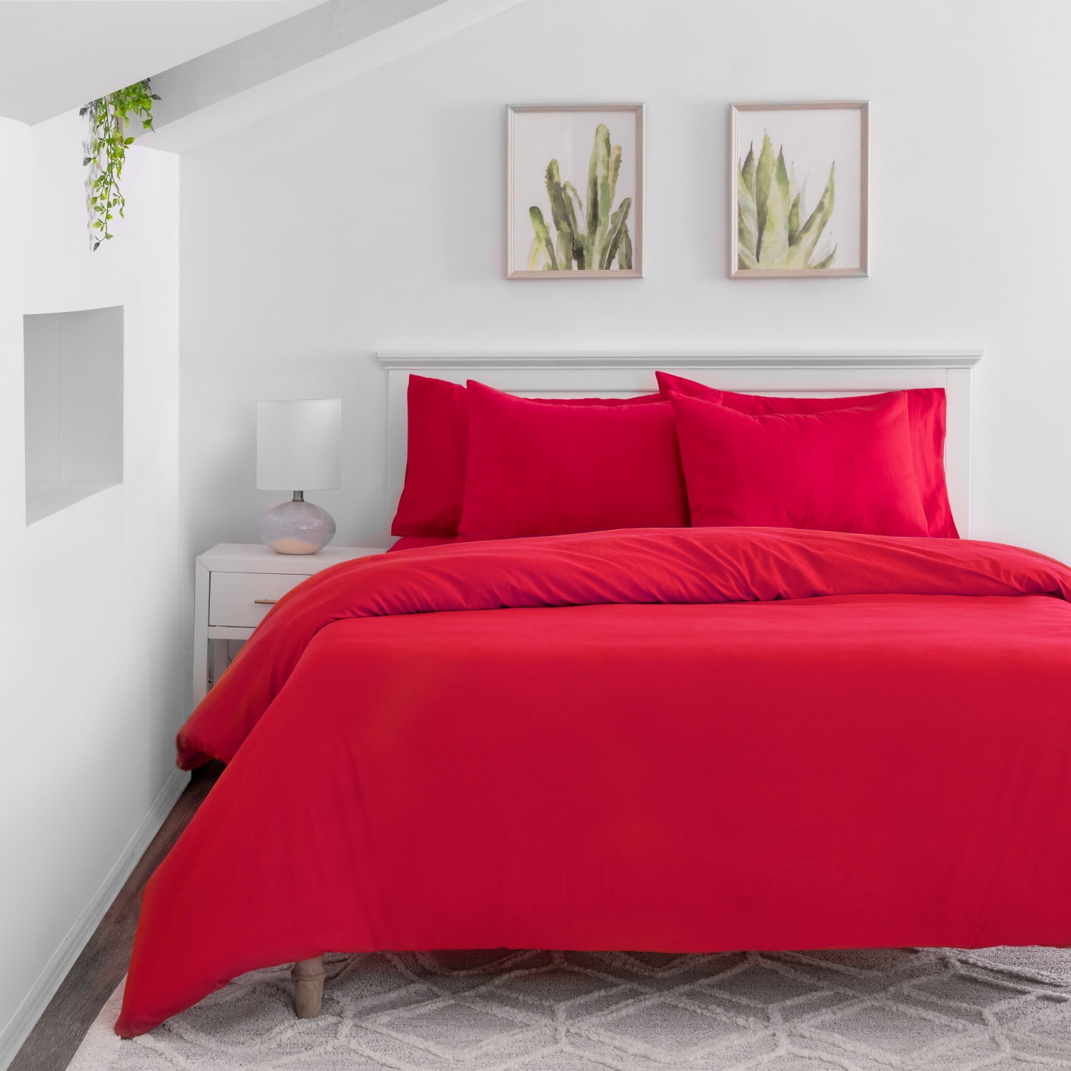 Welspun Basics 200TC Cotton Percale Cozy Full/Queen Comforter Set Red