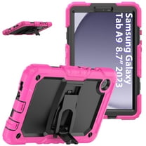XYX For Samsung Galaxy Tab A9 Case 8.7 inch, 3in1 Heavy Duty Shockproof Tablet Case with Stand, Shoulder Strap (2023, SM-X110/X115/X117), Rose