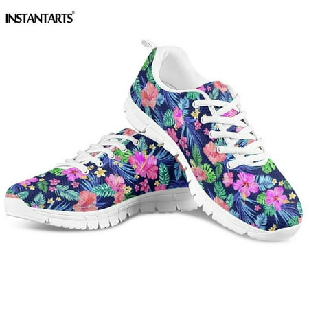 

Hibiscus Hawaiian Flower Tropical Print Jogging Shoes Women Flats Shoes Casual Breathable Summer Mesh Shoes Walking Sneakers