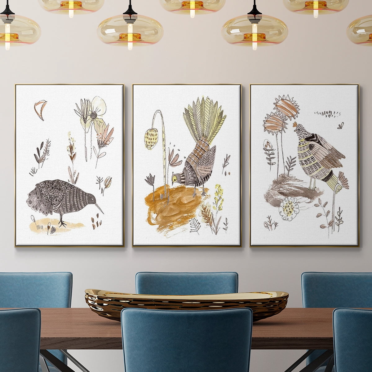 Glowing Garden at Dusk IV - Framed Premium Gallery Wrapped Canvas L Frame 3 Piece Set - Ready to Hang
