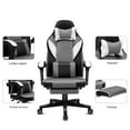 thumbnail image 2 of Computer Gaming Chair Office Chair with Footrest Headrest Lumbar Support Ergonomic Swivel Adjustable Recliner, Gray, 2 of 6