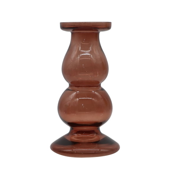Brown Glass Pillar Candle Holder by Ashland  - Spring Home Decor