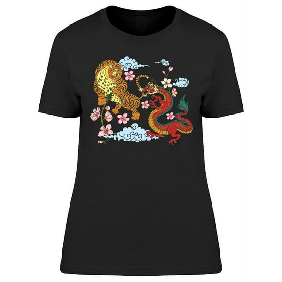 A Dragon, Fights A Tiger T-Shirt Women -Image by Shutterstock, Female Medium