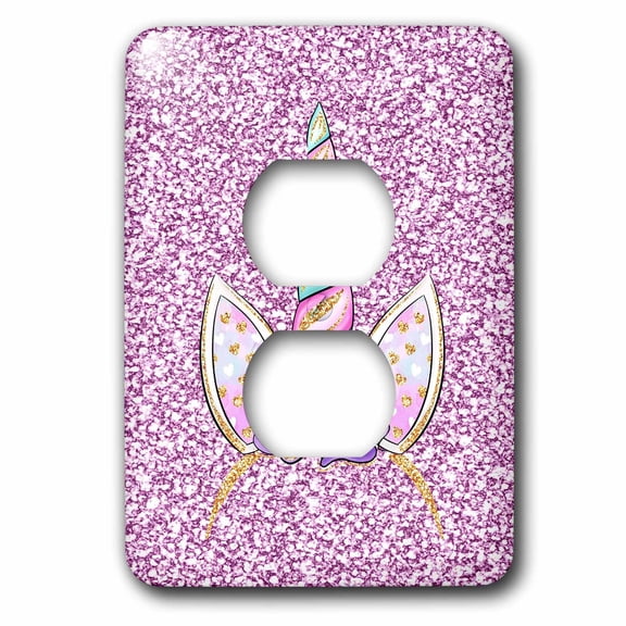 3dRose, Unicorn headpiece on sparkle printed background, 2 plug outlet cover