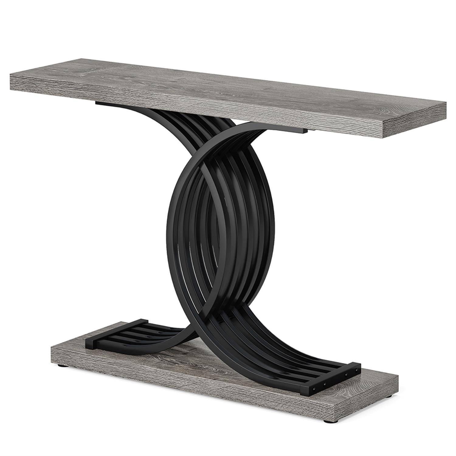 Demi Bonn 39" Console Table, Narrow Faux Marble Entryway Hallway Sofa Table for Hallway, Entrance, Living Room, Bedroom, Gray