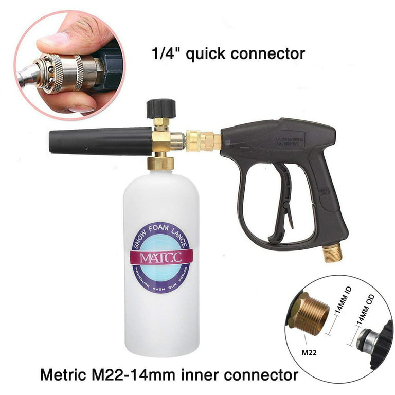 MATCC Foam Cannon Gun 3000 PSI High Pressure Washer Foam Wash Gun Car Washer Gun with M22-14mm Thread, Size: 350mm*275mm*85mm PMH102