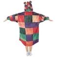 thumbnail image 2 of FORMRS Wearable Blanket Hoodie with Sleeves for Kids Cozy Flannel Sweatshirt, Red and Purple Plaid Pattern, 2 of 7