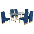 thumbnail image 1 of 7pc. 68" x 40" Glass Dining Set with 6 Chairs and Gold Stainless Steel, 1 of 4