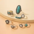 thumbnail image 3 of 8Pcs Turquoise Finger Rings Set Gothic Alloy Jewelry for Women Inner Diameter 18mm Colorful, 3 of 4