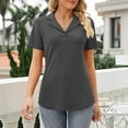 thumbnail image 2 of Women's Polo Shirts Lapel Collar V Neck Short Sleeve Blouse Dressy Casual Tunic Tops, 2 of 8