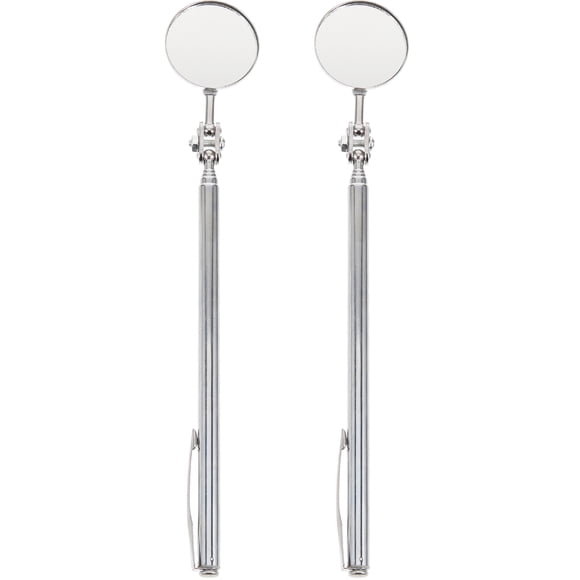 Retractable Mirror Tools for Car Inspection 2 Pieces Silver Stainless Steel Lightweight Design