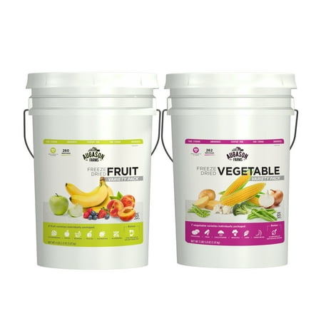 Augason Farms Freeze Dried Fruit/Vegetable Combo Food Storage Pails, 2
