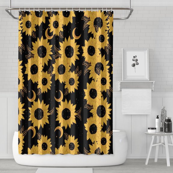 Waterproof Cute Sunflower Colorful Shower Curtain 72x72 Inch Boho Style Polyester Unique Shower Curtain for Bathroom Hotel Home Decor with 12 Plastic Hooks