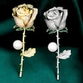 thumbnail image 4 of Tnobhg Elegant Rose Flower Shape Brooch Rhinestones Inlaid Faux Pearl Pin Bouquet Suit Lapel Badge Women Wedding Coat Accessories, 4 of 7