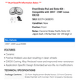 thumbnail image 2 of Front Brake Pad and Rotor Kit - Compatible with 2007 - 2009 RX350 2008, 2 of 2