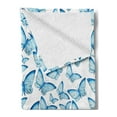 thumbnail image 2 of Butterfly Soft Flannel Fleece Throw Blanket, Moths Joy Connection Mythical Tribal and Bohemian Themed Print, Cozy Plush for Indoor and Outdoor Use, 50" x 60", White and Blue, by Ambesonne, 2 of 5