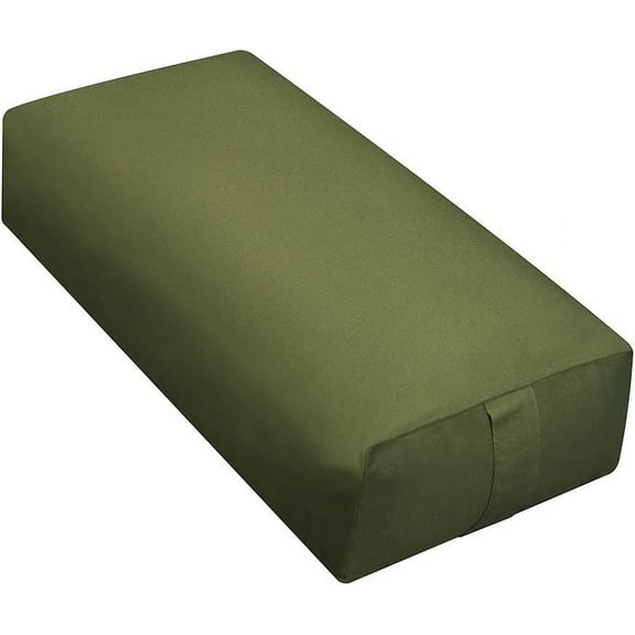 Sunshine Yoga - Extra Firm Large Rectangular Yoga Bolster - Improve Form, Flexibility and Strength - 100% Cotton - Washable (24 x 6 x 12 Inches) - Moss Green