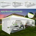 thumbnail image 3 of HOTEEL 10x30 EZ Pop Up Canopy with 8 Sidewalls, One Push Setup Glow Party Tent for Commercial, Waterproof UPF50+ Wedding Tent with Wheeled Bag & Air Vent, White, 3 of 11