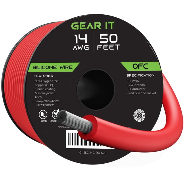 Cable GEARit 14AWG Silicona 15m 600V Rojo Flexible