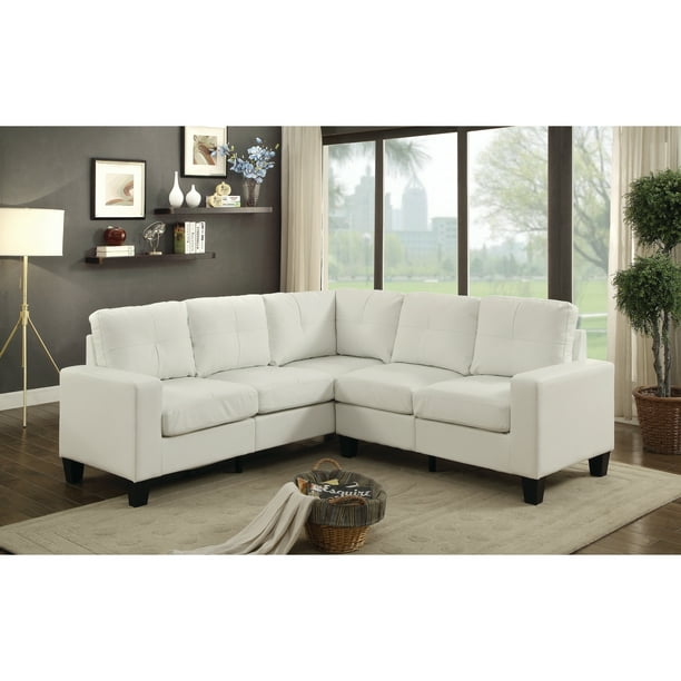 Lyke Home Grey Faux Leather Sectional Walmart com 