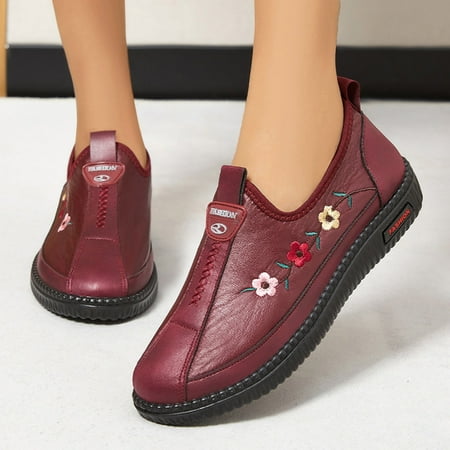 

NRUDPQV Womens Shoes Casual FallNew Single Shoes Fashionable Comfortable Lightweight Waterproof Upper Non Slip Sole Practical and Durable Red Casual Shoes