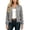 Gray, variant on Women's Waffle Knit Zip Up Jacket with Side and Sleeve Pockets, Stand Collar Cropped Casual Coat