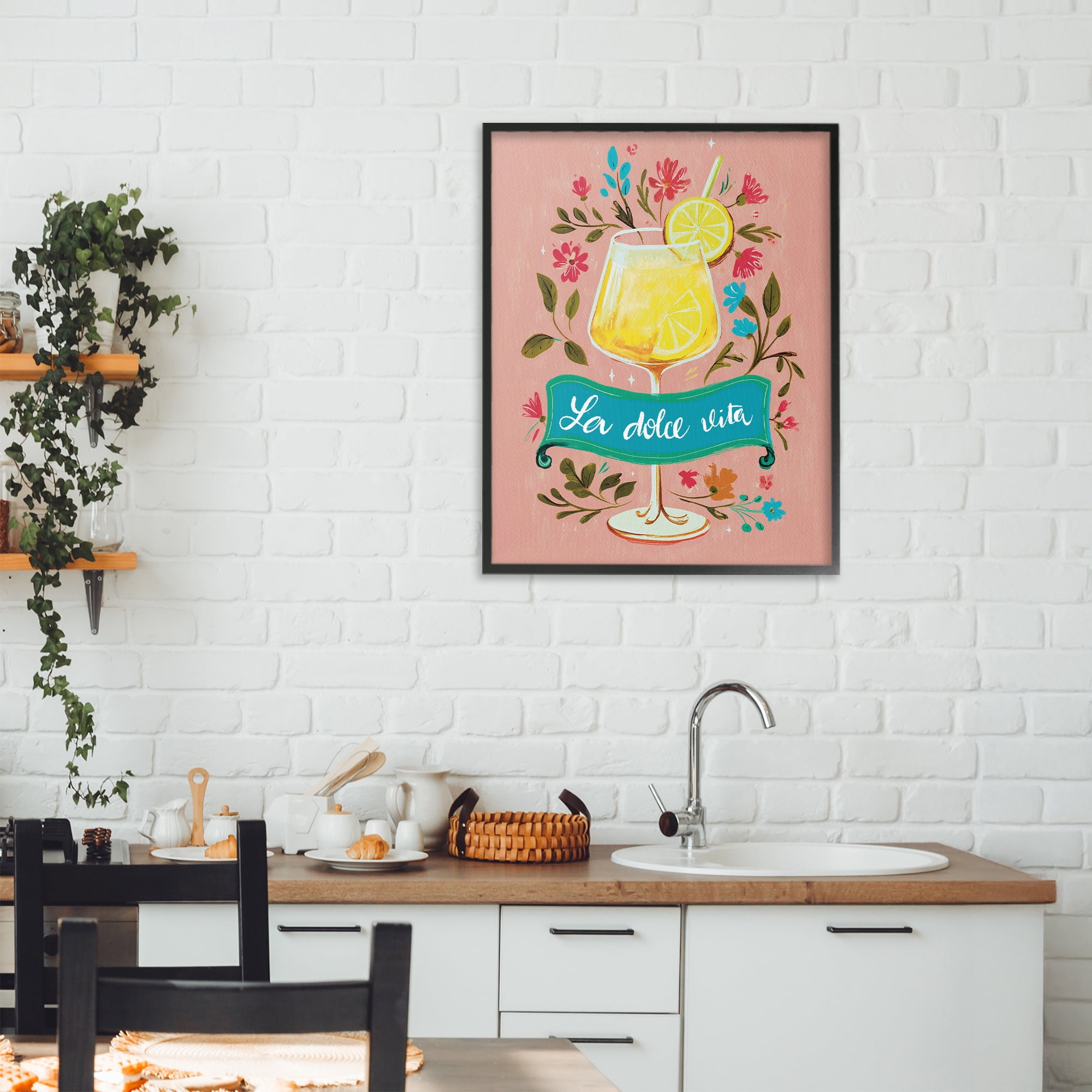 Stupell Industries Lemon Cocktail Sweet Life Black Framed Giclee Art, design by Yen