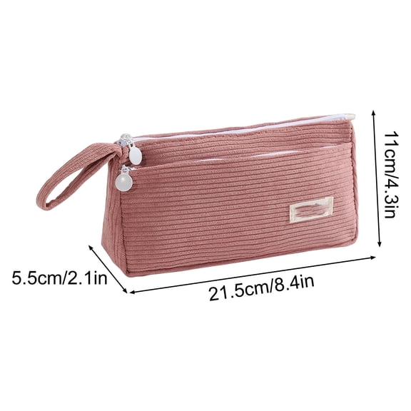 WEGFTDUOP Corduroy Pencil Case Double Layered Pen Case