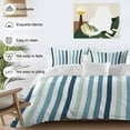 thumbnail image 3 of Teal Blue Gradient Stripes Duvet Cover Set Queen Size, Minimalist Abstract Vertical Striped 4 Piece Soft Microfiber Bedding Set with 1 Duvet Cover, 1 Flat Sheet, 2 Pillowcases, 3 of 9