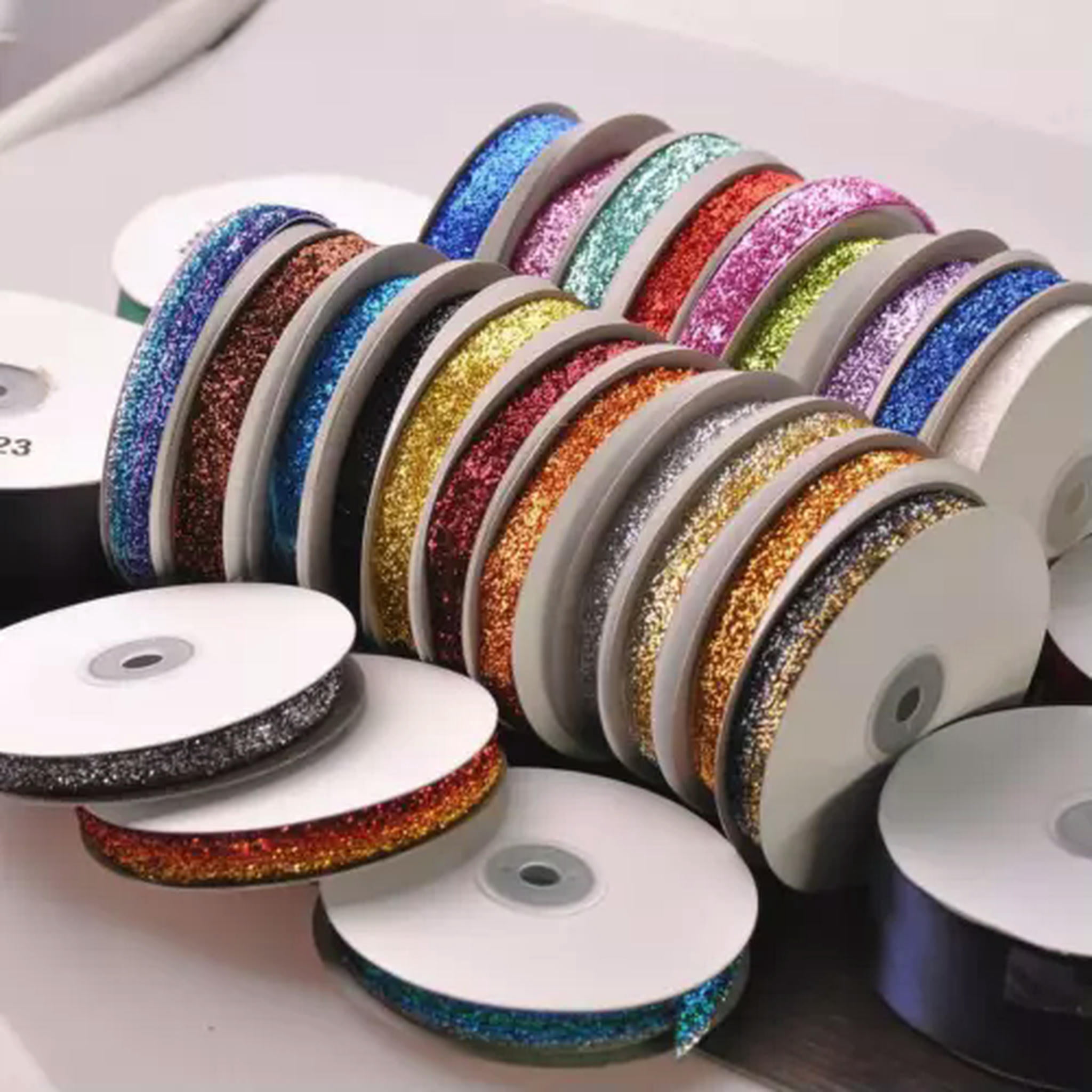 U8MO 10 Yards 3/8" 5/8" 10mm 16mm Glitter Sparkle Velvet Ribbon lot Sewing Trim-Black-3/8"-10 yards