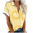 thumbnail image 2 of Fiudx Ofertas Relámpago Camisa con Botones de Solapa Estampada Informal Regular de Manga Corta a La Moda para Mujer, 2 of 5