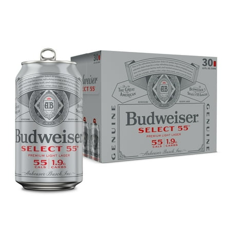 Budweiser Select 55 American Lager Beer 30 pack 12 fl oz Aluminum Cans 2.4% ABV