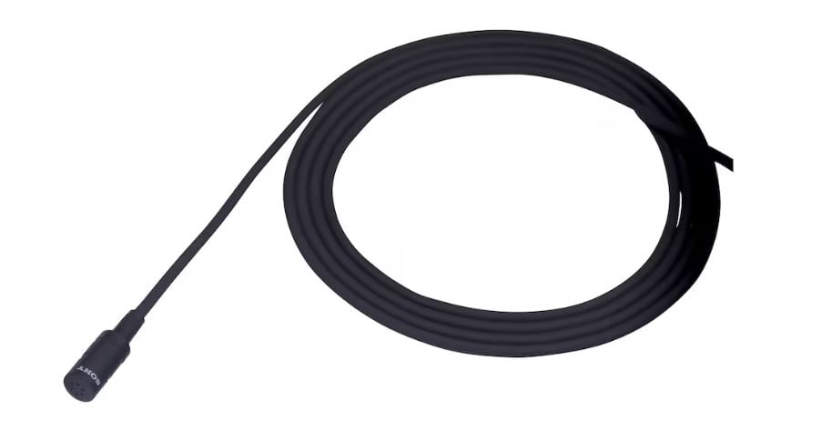 Sony ECM-77 Miniature Omnidirectional Lavalier Microphone with 4-Pin Hirose Connector – Pro Lapel Mic for Presentations, Interviews & Film Production + Cable Ties + Microfiber Cloth + Mic Cleaner