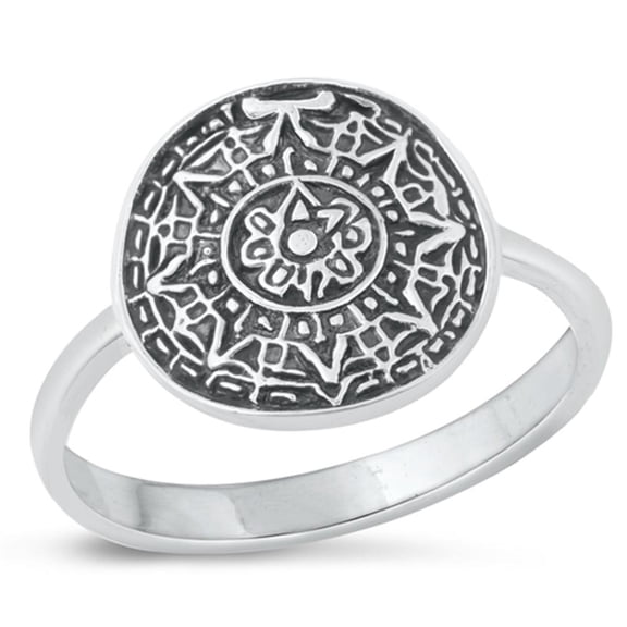 Beautiful Mandala Ring .925 Spiritual Peace Sterling Silver Band Jewelry Female Male Unisex Size 6