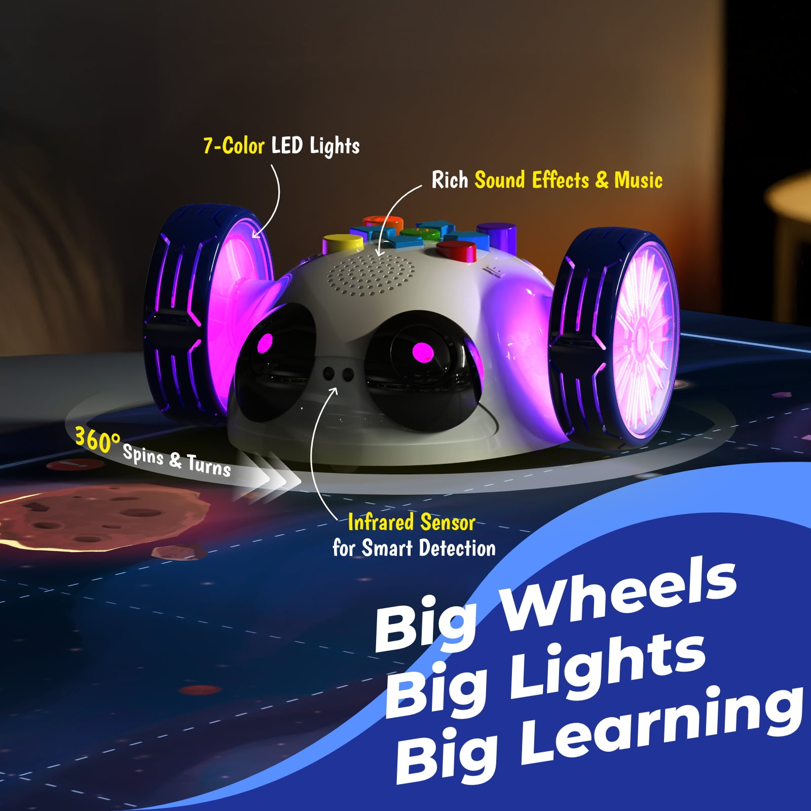 Apitor Robot Wheels - Coding Robot for Kids Ages 5+, STEM Learning Toy with Screen-Free Coding Cards & App Control, Educational Toy for Beginners