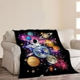 thumbnail image 4 of Space Blanket Galaxy Astronaut Throw Blankets Cozy Fleece Flannel Blanket Soft Warm Plush Lightweight Solar System Gifts Bedding for Boys Girls Teens Kids Adults for Couch Sofa Bed 40"X50", 4 of 6