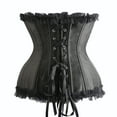 thumbnail image 3 of Corset Tops for Women Vintage Gothic Corset Bustier Top Overbust Waist Trainer Tummy Control Steel Boned Waist Cincher Bustier Top Black L, 3 of 4