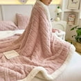 thumbnail image 7 of AYktou Luxurious Warm Flannel Throw Blankets, 39×59 Inch Cozy Thickened Bubble Plush Nap Blanket Soft Sofa Blanket Imitation Woven Pattern Quilt Festival Decor for Bed Couch Office Camping, Pink, 7 of 7
