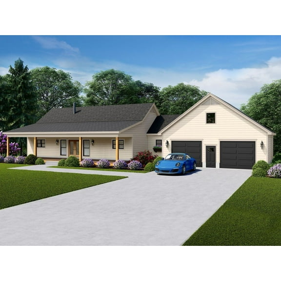 763-17872: Traditional Country 2 Bed, 2 Bath Luxury Home Plan, 1787 Sq Ft: Full Blueprints with License to Build by Home Plan Marketplace - Lesuto
