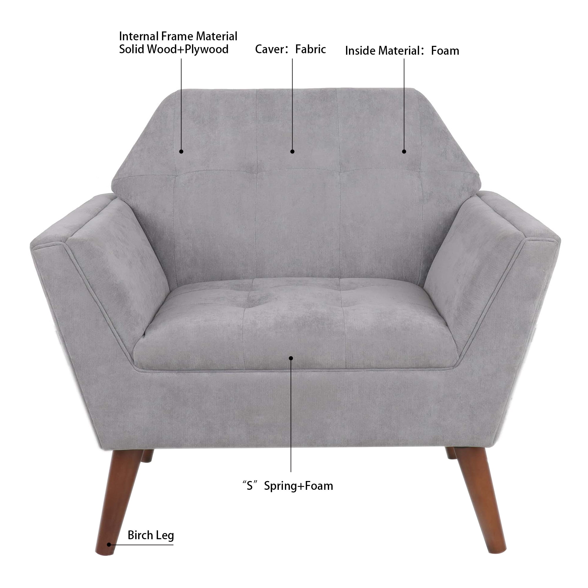 Kadyn 32" Wide Tufted Armchair, Upholstered Fabric Accent Chair for Living Room Bedroom, Modern Single Sofa Chair with Armrest, Gray Kadyn 32" Wide Tufted Armchair, Upholstered Fabric Accent Chair for Living Room Bedroom, Modern Single Sofa Chair with Armrest, Gray