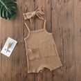 thumbnail image 2 of Baby Girl Solid Color Romper Sleeveless Cotton Suspender Jumpsuit Headband, 2 of 8